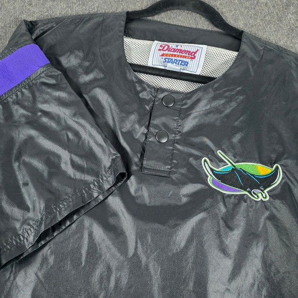 STARTER Other - VTG Starter Tampa Bay Devil Rays Windbreaker Mens XL Black Diamond Collection